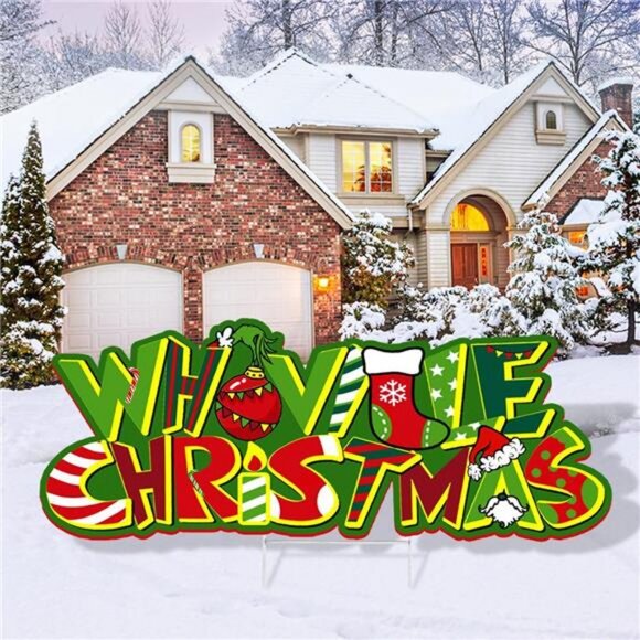 Christmas Yard Sign Decorations 1pcs Whoville Christmas Lawn Garden Pathway Sign - Picture 1 of 8